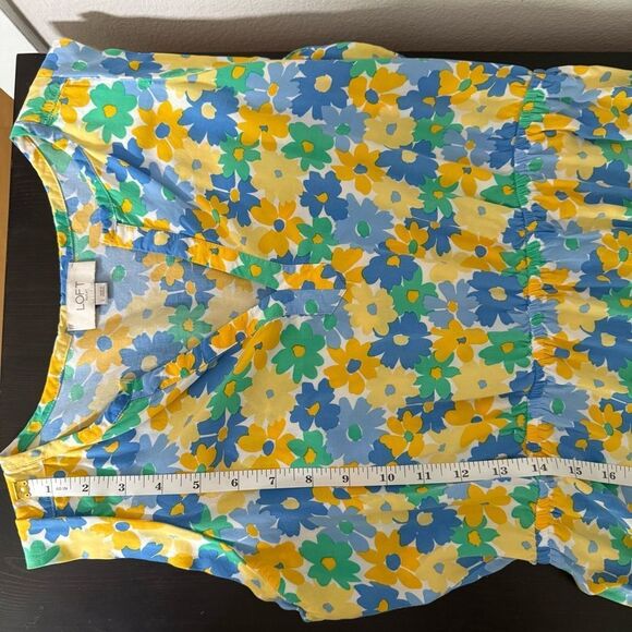 Loft Sundress Dress Size S Yellow Blue Floral Sleeveless Beach Summer Colorful - Picture 14 of 14
